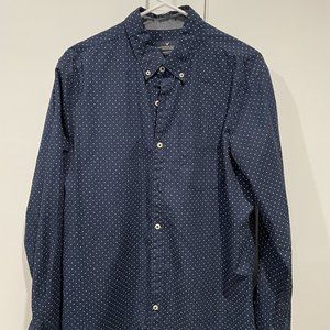 Navy blue w/ white dots American Eagle men's dress shirt classic fit size Large